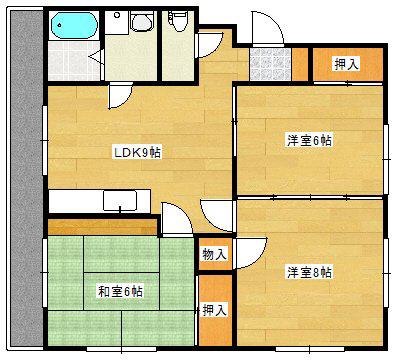 ハイネス西村(3DK/1階)の間取り写真