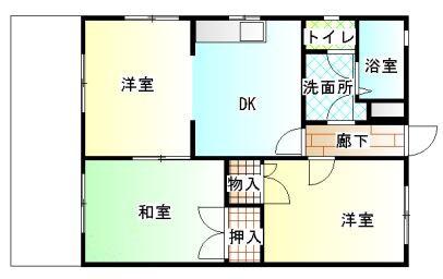 ウォータースプライト祐樹(2LDK/2階)の間取り写真