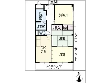 エクセルメゾンA(3DK/2階)の間取り写真