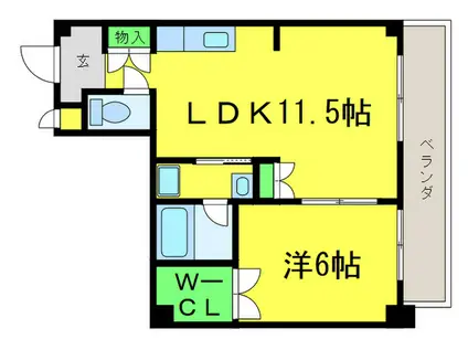 新開ビル(1LDK/3階)の間取り写真