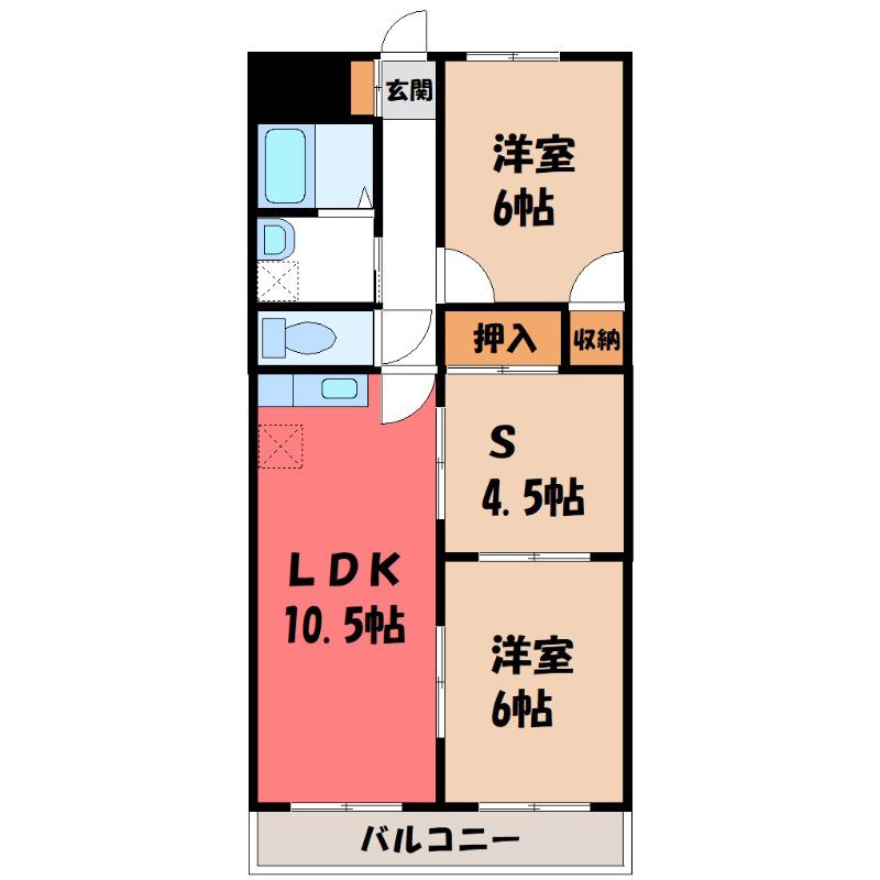 セラヴィー伊勢崎B(2SLDK/2階)の間取り写真