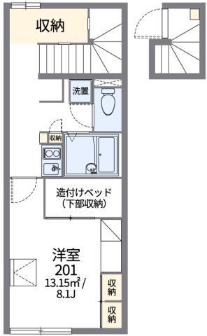 レオパレスウェル春日(1K/2階)の間取り写真