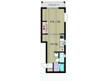 グリーンコーポ六番館(1DK/2階)の間取り写真