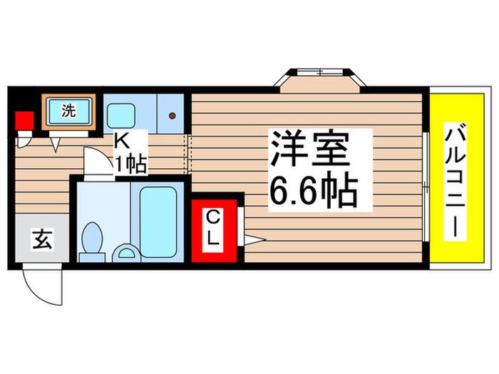 ジョイフル谷津(1K/2階)の間取り写真