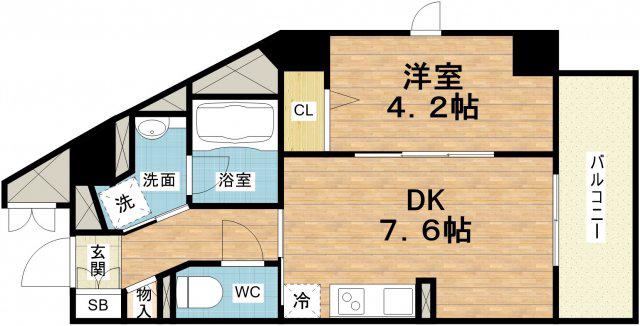フォルテ福島(1DK/7階)の間取り写真