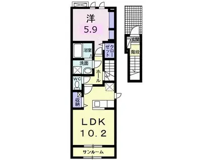 メゾン・ド・クレストI(1LDK/2階)の間取り写真