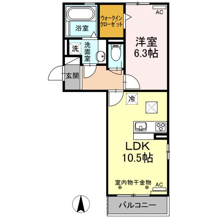 クレール・都(1LDK/1階)の間取り写真