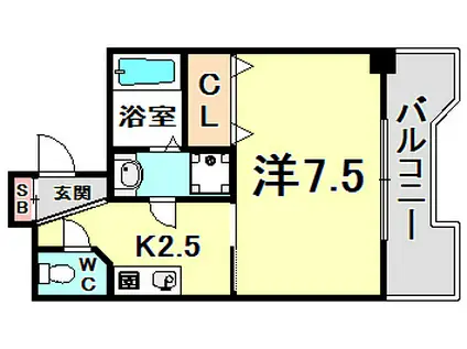 エイペックス神戸みなと元町COASTLINE(1K/10階)の間取り写真