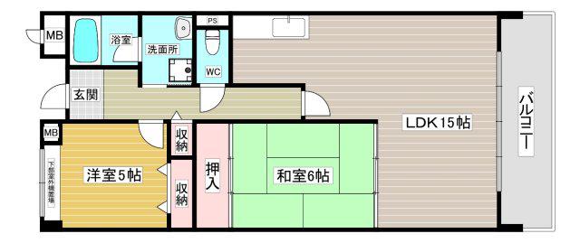 ベルパレス高木(2LDK/4階)の間取り写真