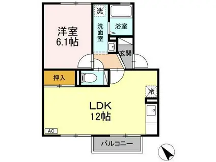 クレールコート A(1LDK/2階)の間取り写真