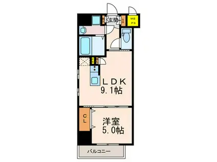 ファーストエフレシア杭瀬本町(1LDK/5階)の間取り写真