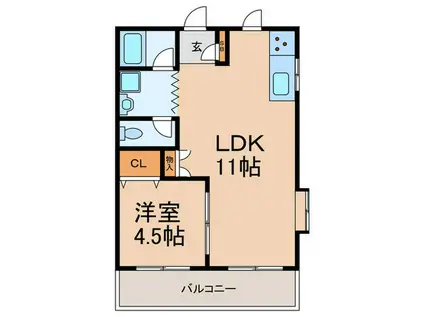 VILLA篠原(1LDK/2階)の間取り写真