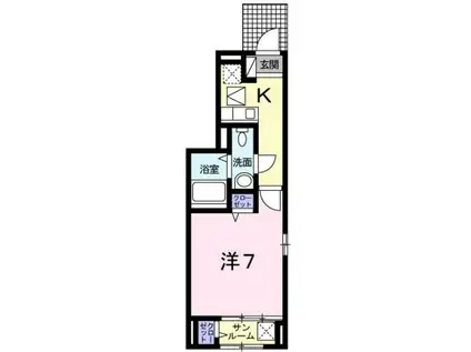 カーサ ヴェルデ(1K/1階)の間取り写真