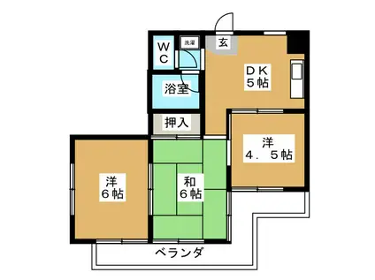 ハイツ雅(3DK/3階)の間取り写真