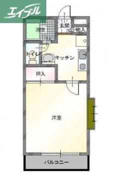 アークヒルズ西古松(1K/2階)の間取り写真