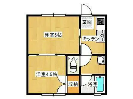 亀ハイツ(2K/1階)の間取り写真