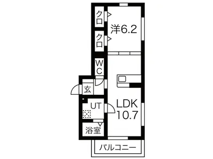 カーサノヴァ(1LDK/3階)の間取り写真