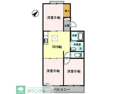 サンパークハイツ(3DK/3階)の間取り写真