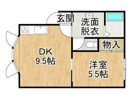 わんわんハイツ(1DK/2階)の間取り写真