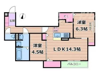 D-ROOM・MB(2LDK/2階)の間取り写真