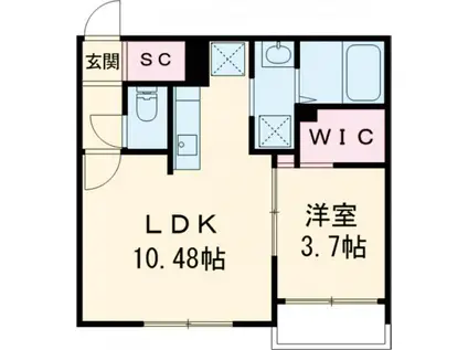 カサラビン恵庭(1LDK/1階)の間取り写真