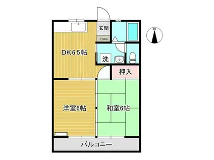 冨永ハイツB(2DK/1階)の間取り写真