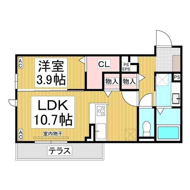 トリシア東和田 W棟(1LDK/1階)の間取り写真