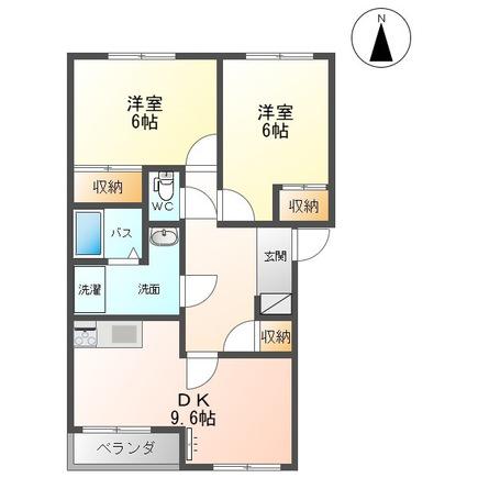 マルベリーズ参番館(2DK/2階)の間取り写真
