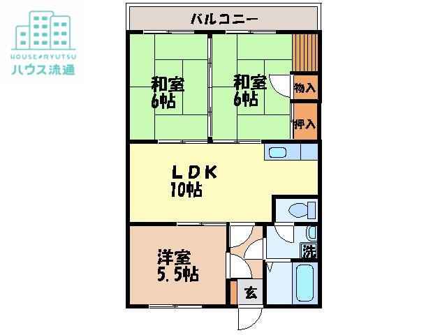 アールグレイマンション岩屋(3LDK/4階)の間取り写真
