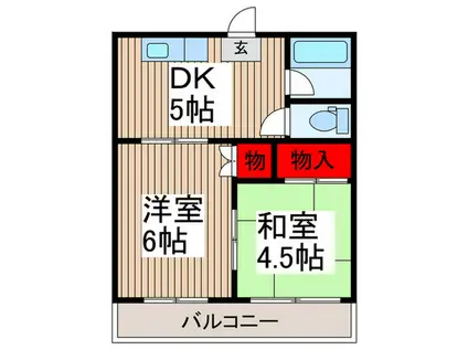 コーポ名取1(2DK/1階)の間取り写真