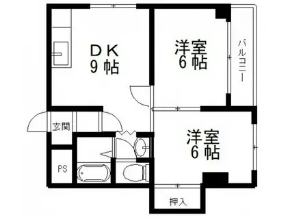 アメニティタカツキ(2LDK/6階)の間取り写真