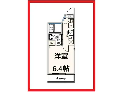 ラローサアズールアオイ(1K/1階)の間取り写真