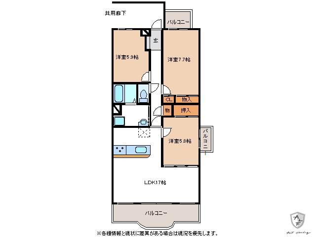 TWIN PRIME 姫川(3LDK/6階)の間取り写真