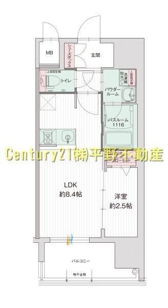グランフォーレ久留米駅プレミア(1LDK/13階)の間取り写真
