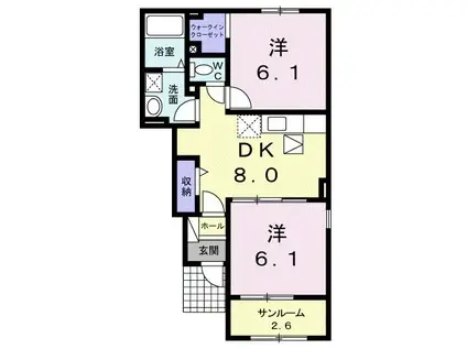 ルート3&M・YV(2DK/1階)の間取り写真