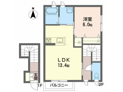 パインヴィレッジ(1LDK/2階)の間取り写真