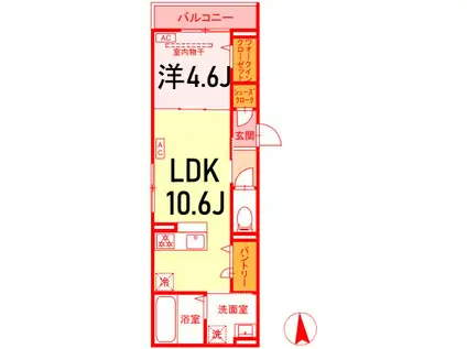 D PAINA 桜ヶ丘(1LDK/3階)の間取り写真