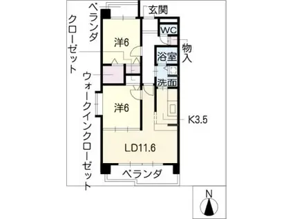 CASA LA PILA(2LDK/4階)の間取り写真