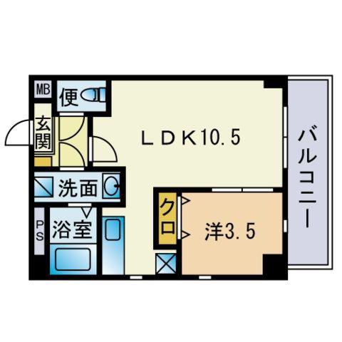アリエス今宿Ⅱ(1LDK/4階)の間取り写真