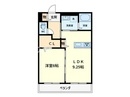 ブランニューディ(1LDK/2階)の間取り写真