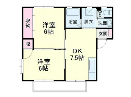 コーポ若葉II(2DK/3階)の間取り写真