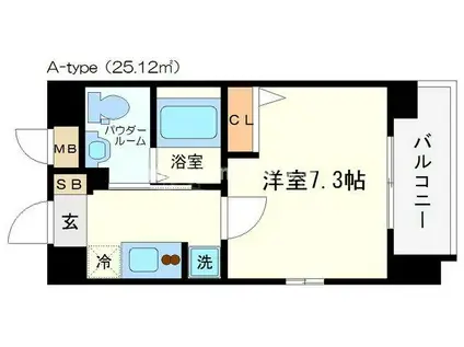 LC難波西(1K/3階)の間取り写真
