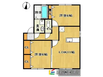 メゾンラフィーネ(2LDK/1階)の間取り写真