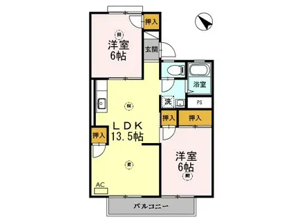 メゾンやましょう(2LDK/2階)の間取り写真
