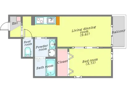 アクトI(1LDK/1階)の間取り写真