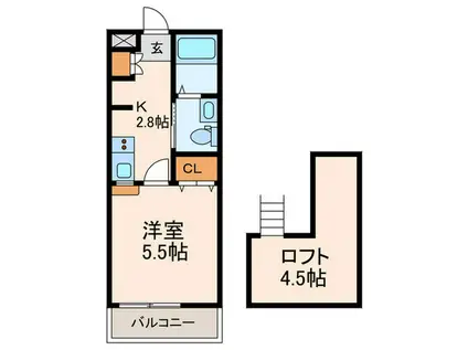 ネイヴス(1K/2階)の間取り写真