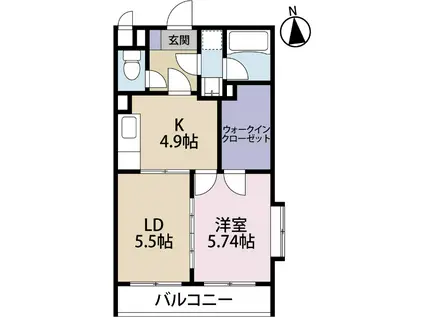 エリタージュ(1LDK/2階)の間取り写真