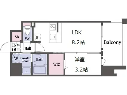 レオンコンフォート九条アルバ(1LDK/2階)の間取り写真