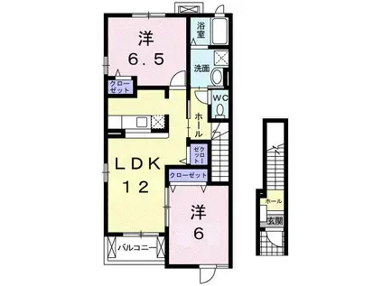 グランデカーサE(2LDK/2階)の間取り写真