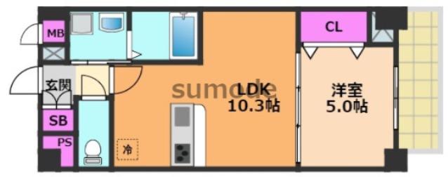 ラ ペーシュ KINO(1LDK/2階)の間取り写真